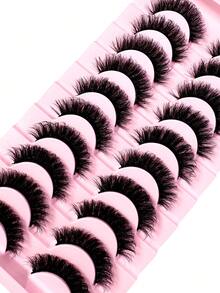 New 10 Pairs 18mm 3D Mink Fur False Eyelashes 8D Dense Fluffy Soft Eyelash Extensions Natural Makeup Mink Fur Eyelashes - 黑色 - 查看 5