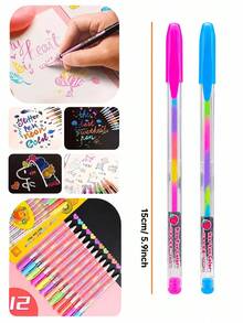 Glitter Gel Pens 1.0mm Tip Colorful Glitter Gel Pens, Fluorescent Markers, Suitable For Drawing, Doodling, Writing On Black Cardstock, Collage And All Craft Projects, Perfect Back To School Stationery School Supplies School Essentials - Sets - View 5