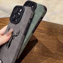 Antler Pattern Faux Leather Phone Case For IPhone 17 16 Pro Max 15 14 13 12 11 Pro Max XR X XS 7 8 Plus  Anti-Drop Cover 01CI - 棕色 - 查看 5