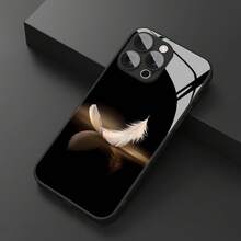 Handyhülle: Luxuriöse, realistische weiße Feder mit goldenem Reflexionsmuster, Handyhülle mit Linsenschutz für iPhone 16/16Pro/16ProMax/16Plus/15/15Plus/15Pro/15ProMax, 14/14Plus/14Pro/14ProMax, 13/13Pro/13ProMax - Schwarz - Übersicht 5