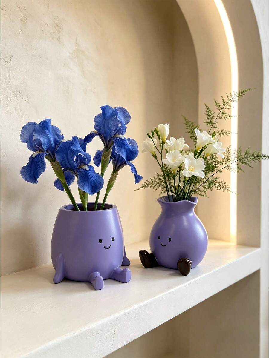 1件可愛微笑花瓶－奶油風乾燥花裝飾，客廳桌面花卉擺飾，居家裝飾，房間裝飾，北歐風裝飾，客廳玄關裝飾，收藏品，獨特禮物，桌面中心裝飾