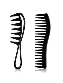 1/2/3/4pcs Wide Tooth Comb Double-Sided Hair Comb, Large Tooth Curling Comb, Hair Styling Tool, Hair Styling Accessory, Suitable For Women And Men, Curly Wet Wavy Hair Styling - Multicolor - View 14