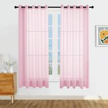 1pc And 2pcs Transparent Curtains/Minimalist Solid Color Transparent Curtains/Top Lock Ring Design/Plain Color Light Filtering Curtains/Light Balance Filtering Sunlight/Living Room Transparent Curtains/Living Room Transparent Curtains/Study Room Transparent Curtains/Cabinet Cover Curtains/Pink Curtains - Baby Pink - View 15