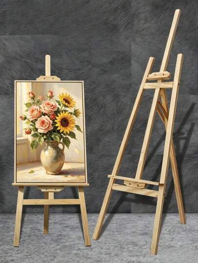 1 Piece Solid Wood Triangle Display Easel (5 Sizes Optional: 50/70/90/120/145cm), Freely Adjustable Height, Stable Triangle Support Without Shaking, Suitable For Studio Hand Painting, Store Posters And Desktop Decorative Painting Display
