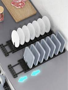 Kitchen Drawer Anti-Slip Divider Storage Rack, For Storing Bowls And Plates, Dish Drainer Rack, Multi-Functional Portable Slot-Style Organizer Storage Rack, Home Free-Combination Storage Shelf - Multicolor - View 5