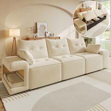 Modern 3-Seat Modular Sofa With Storage, Beige Color - Beige 3 Seat - View 2