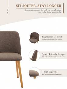 Goeurvant Modern Ergonomic Dining Chair With Curved Backrest - Set Of 2 / Set Of 4 / Set Of 6 - Mocha Brown - View 2