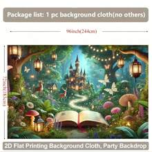 2D Flat, 2D Background Cloth, Magic Book World Wall Hanging Fabric, Polyester Material, Multi-Functional Background Suitable For Living Room, Bedroom, Office, Outdoor, Studio, Party Decoration - Multicolor - View 4