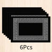 1 Peça Jogo Americano de Linho Preto e Branco, Tapete de Café da Manhã, Tapete de Café, Tapete de Xícara, Tapete de Tigela, Acessório de Decoração de Cozinha Doméstica, Jogo Americano Fácil de Limpar, Adequado para Casa, Restaurante, Decoração de Restaurante, Presente de Feriado, Presente para Amigos, Conjunto de Múltiplas Peças - Multicolorido - Visão 11