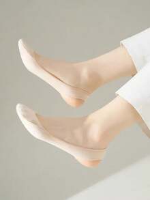 3 Pairs Random Color Women's Solid Color Low Cut Invisible Boat Socks - Multicolor - View 5