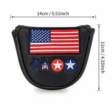 1PC Golf Headcovers - Black USA Mallet Putter Headcover, American Flag Embroidery, Soft Inner Lining, Universal Fit For Most Putters - Multicolor - View 10