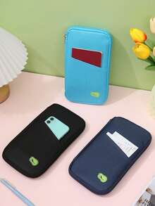 1 pièce Porte-passeport de voyage premium - Avec fermeture éclair, fentes pour carte d'identité et carte de crédit, poche pour téléphone - Sac de rangement à carreaux noir et blanc, organisateur pliable en silicone portable | Rangement de documents sécurisé essentiel pour les vacances | Design à la mode, utilisation toute saison, porte-passeport indispensable pour les voyages en famille - Multicolore - Voir 8