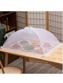 1pc Large White Pop-Up Mesh Food Cover Tent, Foldable And Washable, Suitable For Picnic, BBQ, Party And Outdoor Dining, Anti-Insect Kitchen Supplies - White - View 1