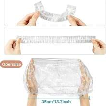 100 mũ tắm dùng một lần cỡ lớn, mũ trùm tóc nhựa dày dùng cho ủ dưỡng sâu, tái sử dụng được, chống nước, cho nam và nữ, mũ tắm trị liệu tóc cho tóc dài, đồ dùng du lịch thiết yếu - Xem 2