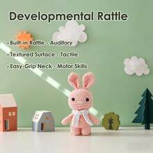 Handmade Crochet Rabbit Rattle, Baby Rattle Toy, Attract Baby's Attention, Infant Parent-Child Interaction Toy, Built-In Bell, Soft 3D Cute, Rich Details, Newborn Commemorative Gift, Easter Gift, Halloween Gift - Multicolor - View 5