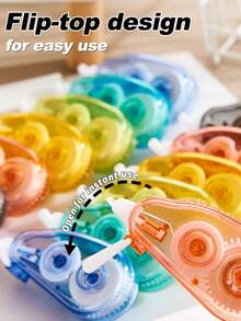 4pcs/6pcs Colorful Mini Correction Tape Set, Multiple Bright Colors, Smooth And No Smudging, Suitable For School, Office, Home, Ideal Choice For Students And Teachers, Back To School Season - Multicolor - View 6