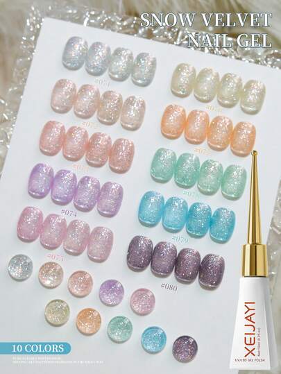 XEIJAYI 10ml Glitter Tap-On High Saturation Semi-Solid Nail Polish Gel For Women Nail Salon DIY