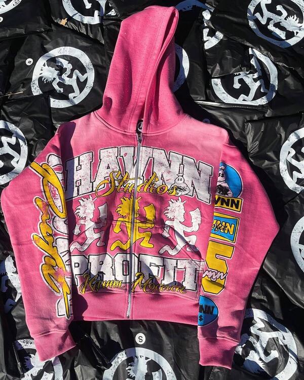 Women's Pink Raglan Sleeve Hooded Zipper Jacket With Cartoon Print, Casual Loose Fit Sweatshirt For Streetwear Style