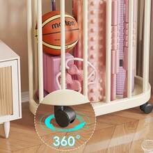 Rolling Storage Organizer Bin With Smooth Storage Basket, Space-Saving Open Mesh Design, Easy To Clean, Suitable For Storing Yoga Mats And Fitness Equipment, Bathroom Laundry Basket, Durable Plastic Structure Storage Basket - Multicolor - View 6