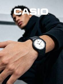 Casio 1 件男女通用石英模拟手表，简约圆形表盘轻巧腕表，MQ-24-7E - 黑色 - 查看 2