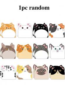 1/3/12pcs Cute Cat Cartoon Sticky Notes, Adhesive Cat Stickers, Strong Adhesion, Convenient For Office And Study, Suitable For Back To School Season, Refrigerator Message Notes - Multicolor - View 11