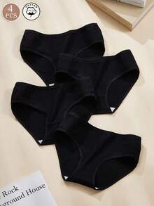 AOKVOGIRL 4pcs/Pack Seamless Melon-Colored High Elasticity Breathable Women's Briefs - Black - View 5