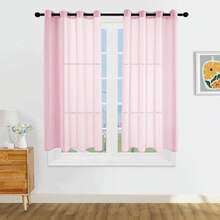 1pc And 2pcs Transparent Curtains/Minimalist Solid Color Transparent Curtains/Top Lock Ring Design/Plain Color Light Filtering Curtains/Light Balance Filtering Sunlight/Living Room Transparent Curtains/Living Room Transparent Curtains/Study Room Transparent Curtains/Cabinet Cover Curtains/Pink Curtains - Baby Pink - View 13