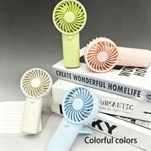 1pc Portable Battery Operated Fan (Batteries Not Included) - Handheld Fan, Stroller Fan, Battery Powered Fan, Mini Desk Fan, Suitable For Travel, Commuting, Office, Beach, Summer Essential, Compact Portable Handheld Fan (Requires 2 AAA Batteries) - Polychrome - View 9