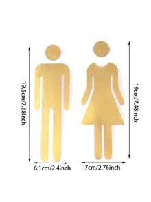 3D 壓克力公共廁所洗手間男女標誌鏡面貼紙 可移除現代藝術 Logo 牆貼裝飾 - 多色 - 查看 3