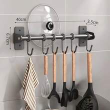 Multifunctional High-Quality No-Drill Kitchen Wall Hook Rack, Spoon Holder, Spatula Hook, Kitchen & Bathroom Accessories, Pot & Pan Hook, Knife Holder - Black - View 10