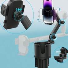 2-in-1 Universal Auto Getränkehalter Handyhalterung, verstellbare Basis Auto Getränkehalter Erweiterungshalter kompatibel mit iPhone und Android Handys, Geburtstagsgeschenk, Auto Zubehör für Familie und Freunde, Auto Handyhalter - Schwarz - Übersicht 6