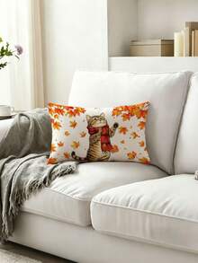 2 buah Sarung Bantal Kucing Lucu untuk Dekorasi Rumah, Berbagai Ukuran, Cocok untuk Dekorasi Rumah Gaya Pedesaan, Sarung Bantal Kamar Tidur, Sarung Bantal Sofa Ruang Tamu (Isi Bantal Tidak Termasuk) - MultiWarna - View 2