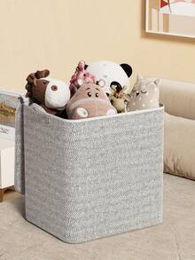 Large Capacity Patterned Fabric Storage Bag With Dual Handles And Zipper Lid, Foldable Dust-Proof Clothing And Bedding Storage Box, Stackable Closet Organizer Container For Seasonal Clothes, Blankets And Bedding, Space-Saving Storage Box For Bedroom, Dorm And Apartment - Multicolor - View 7