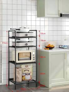 1pc 2-6 Tier White/Black Metal Multi-Function Storage Rack, Freestanding Stackable Microwave Storage Rack, Heavy Duty Space-Saving Stand, Suitable For Kitchen, Laundry Room And Dorm, Back To School And Moving Essentials - Multicolor - View 15