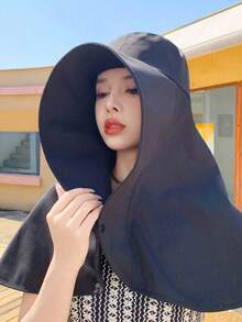 1件裝 女款捲髮飾陽光帽 海灘必備防曬帽 日常旅行度假用帽 - 彩色 - 查看 3