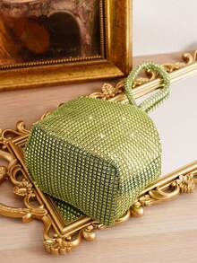 Evening Bag With Rhinestone Decor Asymmetrical Shape Mine Bag Handbag Party Bag Ball Bag Fashion Versatile Women's Bag - Mint Green - View 6