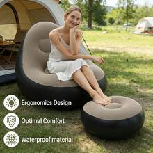 Durable Thickened High-Quality Inflatable Sofa Foldable Outdoor Lounge Chair With Footstool Sofa Bed Patio Cushion Camping Home Leisure Chair - A+B - View 9