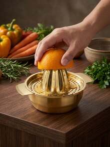 MiLaiWP 1pc Gold Stainless Steel Manual Juicer/Lemon Orange Grapefruit Squeezer, Citrus Easy Squeeze, With Bowl-Shaped Container, 2 Spouts, Bowl Design, Easy To Clean, Suitable For Kitchen, Outdoor And Party Use - Gold - View 14