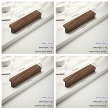 4pcs Minimalist Long Bar Solid Wood Cabinet Pulls L Shaped Oak Walnut Drawer Handles For Kitchen Cupboard Wardrobe Furniture Hardware Accessories - 4pcs - View 18