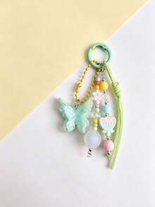 1pc Resin Flower Butterfly Bag Charm, Cute Girly Backpack Pendant - Multicolor - View 4