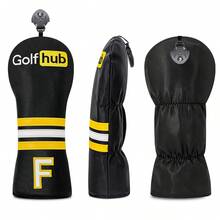 1PC Golf Headcovers - Black Golf Wood Headcover For Driver, Fairway Wood & Hybrid Clubs, Soft Inner Lining, Golfhub Letter & Stripes Embroidery, Universal Fit For Most Clubs - Multicolor - View 8