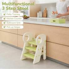 Shoze Lightweight 3-Step Foldable Step Stool, Heavy Duty Plastic Ladder Stool With Anti-Slip Design,  Household Foot Stool For Indoor Daily Tasks - Green - View 5