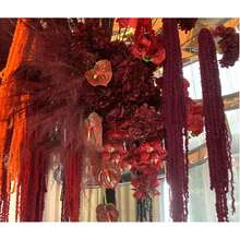 3pcs Artificial Amaranth Wall Decor, Fluffy White Artificial Amaranth Long Stem Hanging Decoration, Suitable For Home Wedding Party Decoration, Flower Wall, Holiday Party, Ceremony, Hotel, Home, Garden Decoration, Autumn, Tabletop Vase Decoration, Halloween - Burgundy - View 4