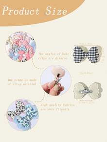 10er Pack mehrfarbige bedruckte Schleifen-Haarspangen, rutschfeste Seiten-BB-Clips zum Fixieren von losem Haar, sanfter Stil für Frühling/Sommer-Schuloutfits - Gemischte Farbe - Übersicht 4