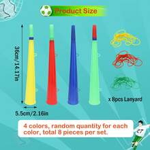 Soccer Ball Vuvuzela Stadium Horns, Plastic Loud Stadium Noise Makers With Lanyard, Football Trumpets For Soccer Games Sports Events Carnival Party Fan Cheering, Noisemakers For Adults - A - View 2