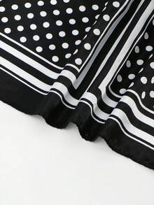 1PC 2026 Minimalist Polka Dot Printed Spring Headscarf, Women's Multifunctional Belt Accessory, Fashionable Scarf For Headbands And Headwear - Black - View 7