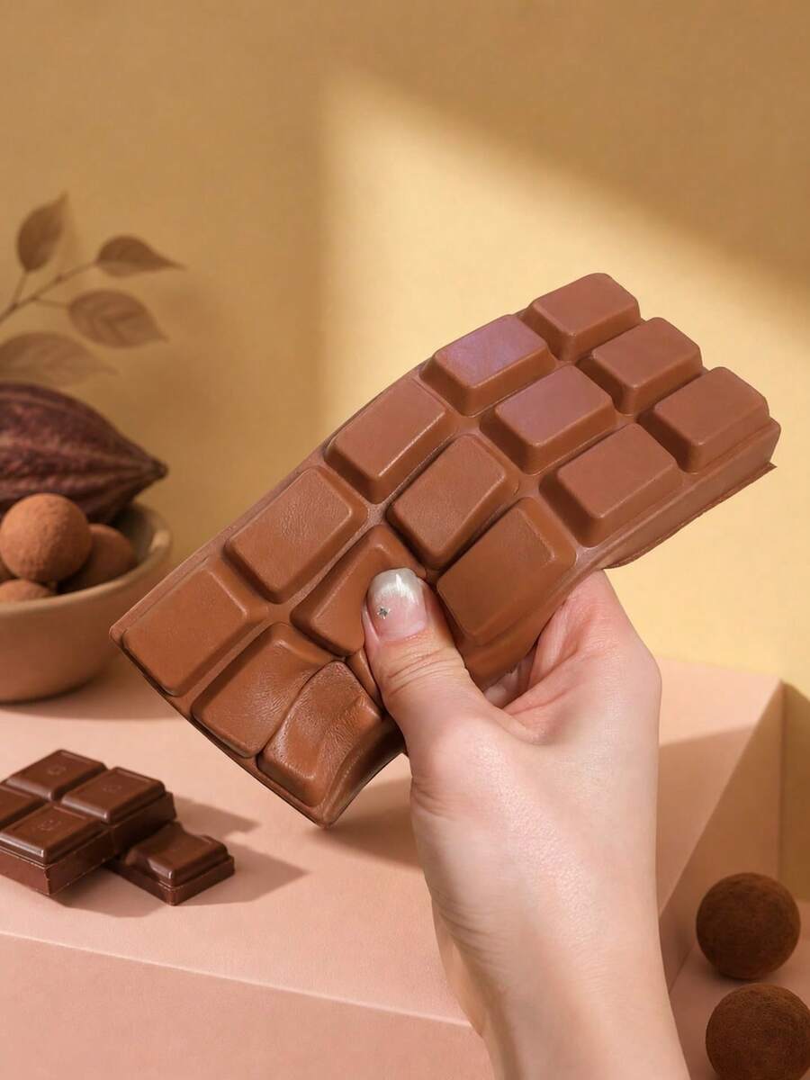 1pc Slow Rising Chocolate Scented Squishy Toy - Realistic Chocolate Bar Stress Relief Toy, Suitable For Adults, TPR Material, Chocolate Collectible, Birthday Party Small Gift And Surprise Gift, Stress Relief Toy, Party Favor Bag Filler, Taba Squishy Toy, Travel Toy