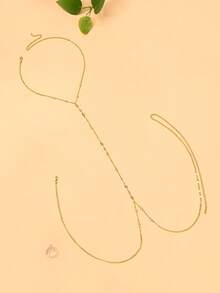 STONEFANS 1pc Gold Sexy Bohemian Y-Shaped Necklace + Waist Chain Integrated Body Jewelry, Suitable For Women's Bikini, Beach, Summer Vacation, Party, Music Festival, Nightclub, Crop Top Outfit - Gold - View 3