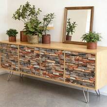 1 Roll Red Brick Pattern Self-Adhesive Wallpaper, Suitable For DIY, Waterproof And Oil-Proof, Kitchen Use, Easy To Clean, Removable, Suitable For Cabinets, Desktops, Cabinet Doors, Furniture Renovation, Bedroom, Living Room. - Brick Pattern - View 7