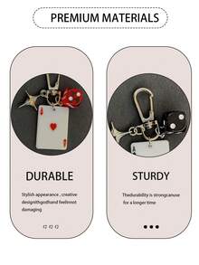 1pc/3pcs Playing Card Dice Star Keychain, Keychain Accessories,Joker Ace Heart Spade Alloy Bag Pendant, Fashion Hanging Charm Holiday Gift,Party Gifts - Multicolor - View 6
